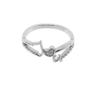 AJRETAIL 0.13ct Anillo de corazón de amor entrelazado de diamante natural HI Color Chapado en oro blanco amarillo para regalo - Product Image 5