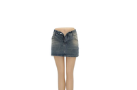 Jupes en jean décontractées pour femmes, coupe trapèze, délavées, taille haute, boutonnées sur le devant, grandes tailles, style vintage, avec motifs diamants, vente en gros, sur mesure