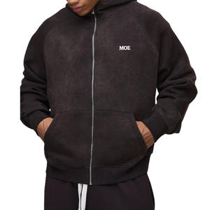 Sweat à capuche zippé pour homme en molleton de coton, coupe décontractée avec manches raglan, broderie de logo personnalisée pour marque privée OEM - Product Image 1