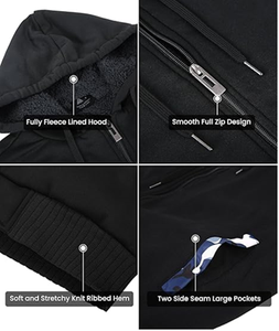 เสื้อฮู้ดผู้ชายบุขนแกะ หนา อุ่นสบาย สำหรับฤดูหนาว ลายพิมพ์ดิจิทัล สไตล์ลำลอง แนวสปอร์ต - Product Image 3