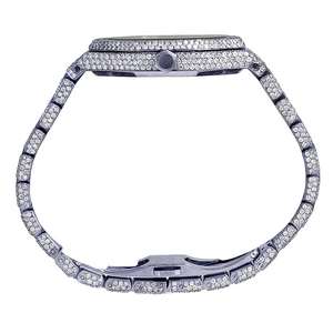 Montre à quartz Moissanite exclusive avec boîtier glacé conçu pour un luxe élégant et une apparence radieuse brillante - Product Image 3