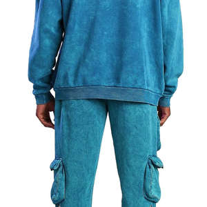 Conjunto de pantalones de chándal con capucha lavada con ácido Vintage personalizable, diseño rasgado con cremallera, chaqueta de invierno transpirable de peso pesado, capucha - Product Image 4