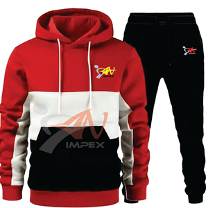 Sudadera con capucha de gran tamaño informal para hombre con logotipo personalizado de alta calidad, conjunto de sudadera de Color sólido con Jogger - Product Image 1