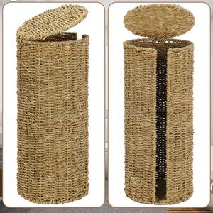 Las mejores compras Almacenamiento de papel higiénico de algas marinas independiente con tapa Capacidad de repuesto Extra 3 rollos de papel higiénico - Product Image 6