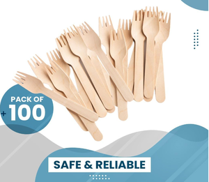 Fourchettes jetables en bois naturel pour salades, pâtisseries et boîtes repas - Product Image 5