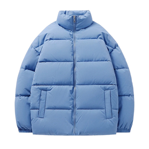 Veste d'hiver chaude à fermeture éclair de couleur unie pour homme, veste rembourrée personnalisée pour l'extérieur, veste matelassée en duvet - Product Image 3