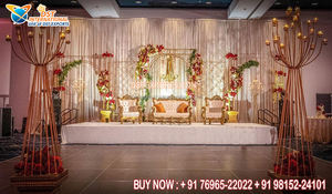 Mandap y Escenario con Temática de Velas Elegantes de Dst Exports, Pilares Metálicos Contemporáneos, Chuppah para Bodas al por Mayor, Mandap de Diamantes en el Reino Unido - Product Image 5