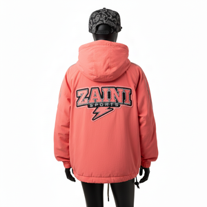 Chaqueta Cortavientos de Poliéster Ripstop de 130 g/m² para Mujer en Color Coral con Paneles Raglán y Logotipo Bordado Personalizado - Product Image 2