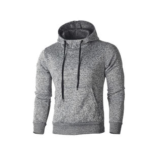 Sweat-shirt à capuche gris brodé pour homme, en molleton avec poche kangourou, manches longues, style décontracté streetwear, éco-responsable, personnalisable - Product Image 6