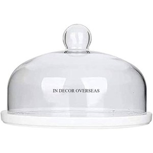 Base en métal enduit de poudre de couleur blanche avec dôme en verre transparent couverture alimentaire hôtel et restaurant Table à manger fournitures de pièce maîtresse - Product Image 1