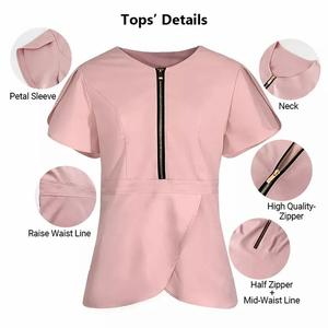 Ensemble de blouses d'infirmière extensibles personnalisées élégantes, uniformes médicaux de soins infirmiers à la mode, ensemble de blouses unisexe en spandex/polyester pour l'hôpital - Product Image 5