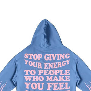 Chándales de dos piezas con estampado de abullonado sólido informal con capucha y logotipo personalizado más vendidos 100% algodón manga larga ecológica - Product Image 4