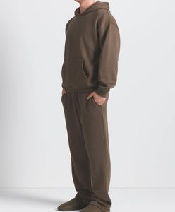 Nouvel ensemble de survêtement ample pour homme, sweat à capuche et pantalon, hiver, uni, anti-froissement, polaire - Product Image 2