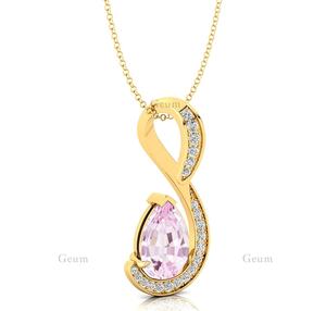 Venta al por mayor de oro sólido elegante Halo encanto colgante collares preciosos naturales morganita piedras preciosas colgantes finos reales encantos - Product Image 5