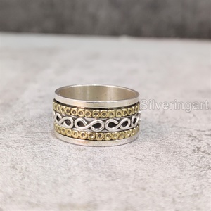 Anneau de méditation Infinity Spinner Band Bague de pouce pour femme en argent sterling 925 Fidget Bijoux faits à la main Fine Yoga Mens Spinner Ring - Product Image 1