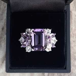 Women's Natural Amethyst <b>Ring</b> in 925 Sterling <b>Silver</b> <b>Emerald</b> Cut with Shah Gems for Engagement - Product Image 1