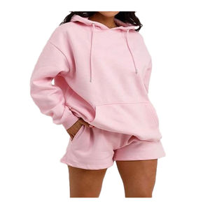 Ropa de otoño para mujer 2025, chándal con logotipo personalizado, conjunto corto de dos piezas para mujer, ropa deportiva, conjunto de 2 piezas con capucha y pantalones cortos para mujer - Product Image 2