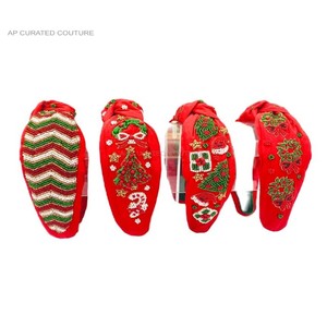 Diadema de cuentas de semillas hecha a mano personalizada con diamantes de imitación de cristal para celebración de eventos navideños al por mayor a granel - Product Image 4