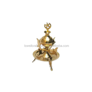 เครื่องหอมทรงกรวยทองเหลืองคุณภาพสูงดีไซน์ทันสมัยพร้อมทองเหลืองเคลือบทองทำด้วยมือในอินเดียโดยใช้วัสดุจากใบไม้ - Product Image 1