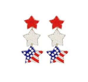 Personnalisable rouge blanc bleu perlé paix chanter boucles d'oreilles patriotique états-unis amérique perles perle pierre principale pour les mariages - Product Image 4