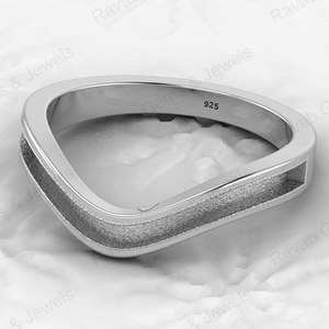 Genuino 925 plata esterlina Chevron Semi montaje anillo buena resina cenizas trabajo recuerdo cremación joyería con ajuste en blanco - Product Image 3