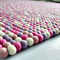 Premium Modern Plush Felt Ball Rugs Woven Technique Handmade Decorative Floor Carpets