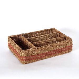 Handcrafted seagrass tray for flatware storage sea grass <b>utensil</b> caddy cutlery compartment trays - Product Image 1