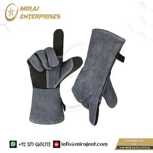 Gants de barbecue en cuir résistant à la chaleur 40CM avec gants en cuir à manches longues du Pakistan - Product Image 3