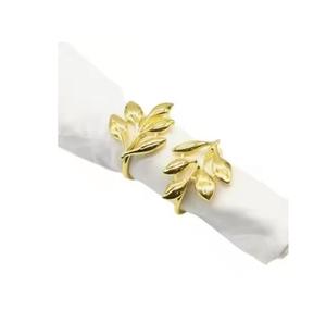 ห่วงใส่ผ้าเช็ดปากสีทองห่วงโลหะรูปใบไม้สำหรับตกแต่งโรงแรมรับประทานอาหาร - Product Image 1