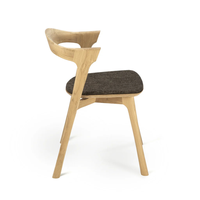 Chaise de salle à manger en bois massif avec revêtement en polyester, design moderne en chêne, avec coussin pour le siège et le dossier, pour salon, salle à manger, hôtel