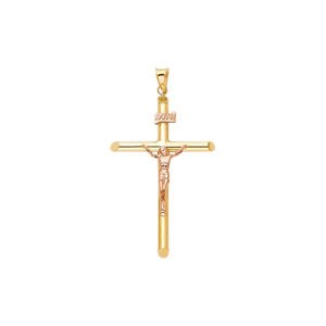 Colgante de Cruz de crucifijo chapado en oro de doble tono de 14K de alta calidad, nuevo diseño de moda, piedra de diamante clásica para Niños Cristianos - Product Image 1