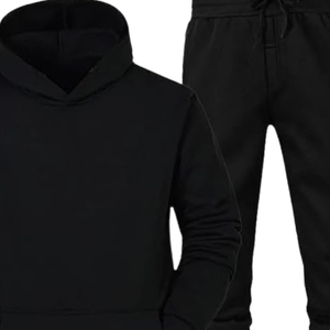 Conjunto Deportivo Premium de Felpa Lisa para Hombre, Sudadera con Capucha Negra y Pantalones Deportivos, Ropa Casual Cálida de Invierno, Estilos Personalizados al por Mayor - Product Image 4