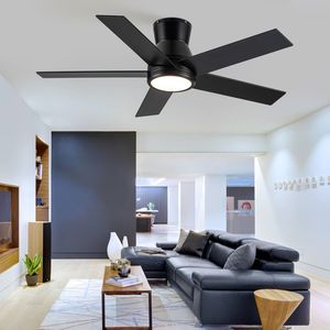 52-Inch Black Low Profile Ceiling Fan with Light Elegant Home Decor brand new - Product Image 4