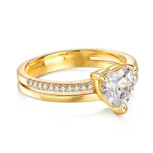 Bague de fiançailles Jeulia en argent sterling plaqué or rose avec diamant de laboratoire taille cœur - Product Image 2