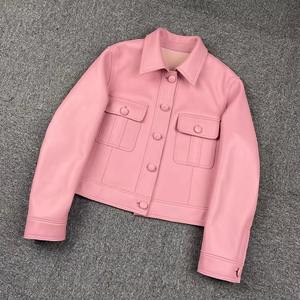 เสื้อโค้ทหนังแกะแท้ของผู้หญิงแจ็คเก็ตเข้ารูปโอเวอร์ไซส์สไตล์วินเทจแฟชั่นสำหรับฤดูใบไม้ผลิฤดูหนาว - Product Image 3