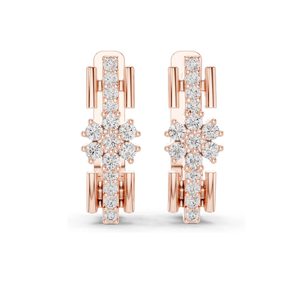 Boucles d'oreilles flocon de neige en diamant de laboratoire 0,296 CT, taille brillant rond, or 10KT, 14KT, 18KT et argent 925, or rose, jaune, blanc - Product Image 4
