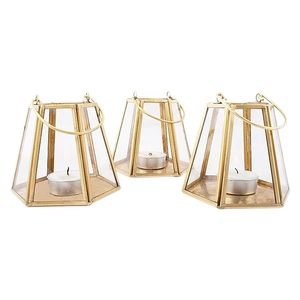 Decorative Tea Light Holders <b>Set</b> of 3 Metal <b>Candle</b> Holders Geometric Designs Wedding Glass Holder Luxury Tea Light Gold Plated - Product Image 6