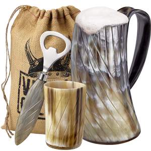 Best Quality Viking <b>Black</b> Horn Mug With Wooden Base <b>Polished</b> Animal Religious Style Drinking Horn Mug Brand Name Low Price - Product Image 4