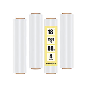 Paquet de 4 rouleaux d'enveloppement étirable à usage intensif de calibre 18 1500 pieds avec poignées Cerclage de 18 pouces - Product Image 4