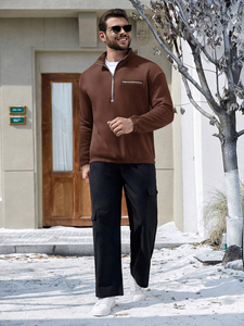 Sweat-shirt court pour homme en molleton 100% coton, anti-rétrécissement, coupe-vent, avec demi-fermeture éclair, idéal pour l'hiver et personnalisable avec logo - Product Image 5