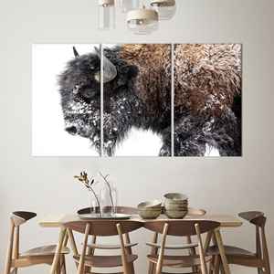 Winter Bison <b>Canvas</b> Print: Elegant American <b>Animal</b> Wall Art,SET OF 3 <b>CANVAS</b> - Product Image 1