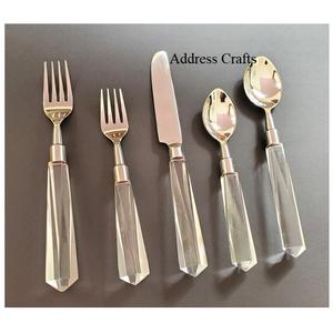 Western Style Acrylic Cutlery 18/8 Stainless Steel Flatware Set Mirror Polished Cutlery Spoons <b>Fork</b> <b>Knife</b> Dinnerware Silverware - Product Image 2