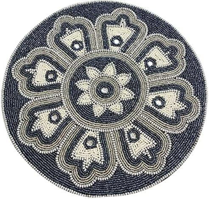 Floral Leaf Design Glass Beaded <b>Table</b> <b>Mat</b> Beaded Charger Plate Beaded Place <b>Mats</b> For <b>Dinner</b> Wedding Parties Festive Decor - Product Image 1