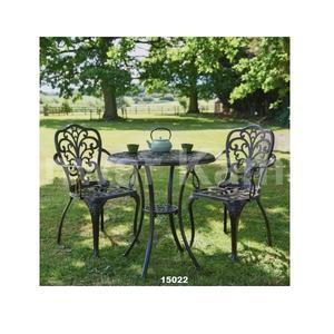 Meilleure vente Ensemble table à manger 3 pièces en aluminium blanc au design moderne Ensemble table ronde et chaises pour la décoration de la maison, de la cuisine et du jardin - Product Image 6