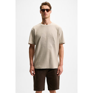 T-shirt à manches courtes col rond pour homme GRIMELANGE NELIDO, coupe classique, 100% coton biologique, détails brodés - Product Image 1