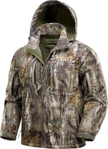 Camo Hunting <b>Jacket</b> for Men Warm <b>Fleece</b> <b>Lined</b> Waterproof Breathable Soft Shell with Hood Quiet - Product Image 2
