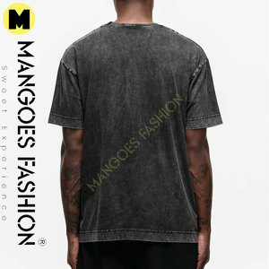 เสื้อยืดผู้ชายคุณภาพสูงแบบขายส่ง ทรงปกติ ผ้าแคนวาสคอตตอน 100% คอโอ แขนสั้น สไตล์วินเทจ ล้างสีแบบแอซิดวอช รับสั่งทำ - Product Image 2
