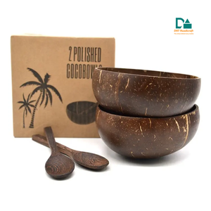 Ensemble bol en coque de noix de coco gravée et cuillère en bambou, écologique et durable, sans danger pour les aliments, conforme aux normes européennes, pour le marché B2B - Product Image 4