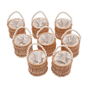 Panier en rotin avec poignées ornées de perles, panier de rangement fait main, vente en gros, écologique, fabriqué au Vietnam - Product Image 3