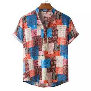 Camisetas hawaianas tropicales para hombre, Jersey de Color azul, camisetas florales con botones, ropa de playa de verano, camisa turística Vac - Product Image 5